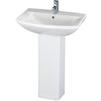 Nuie Asselby Basin & Full Pedestal 600mm wide - 1 Tap Hole CSS002