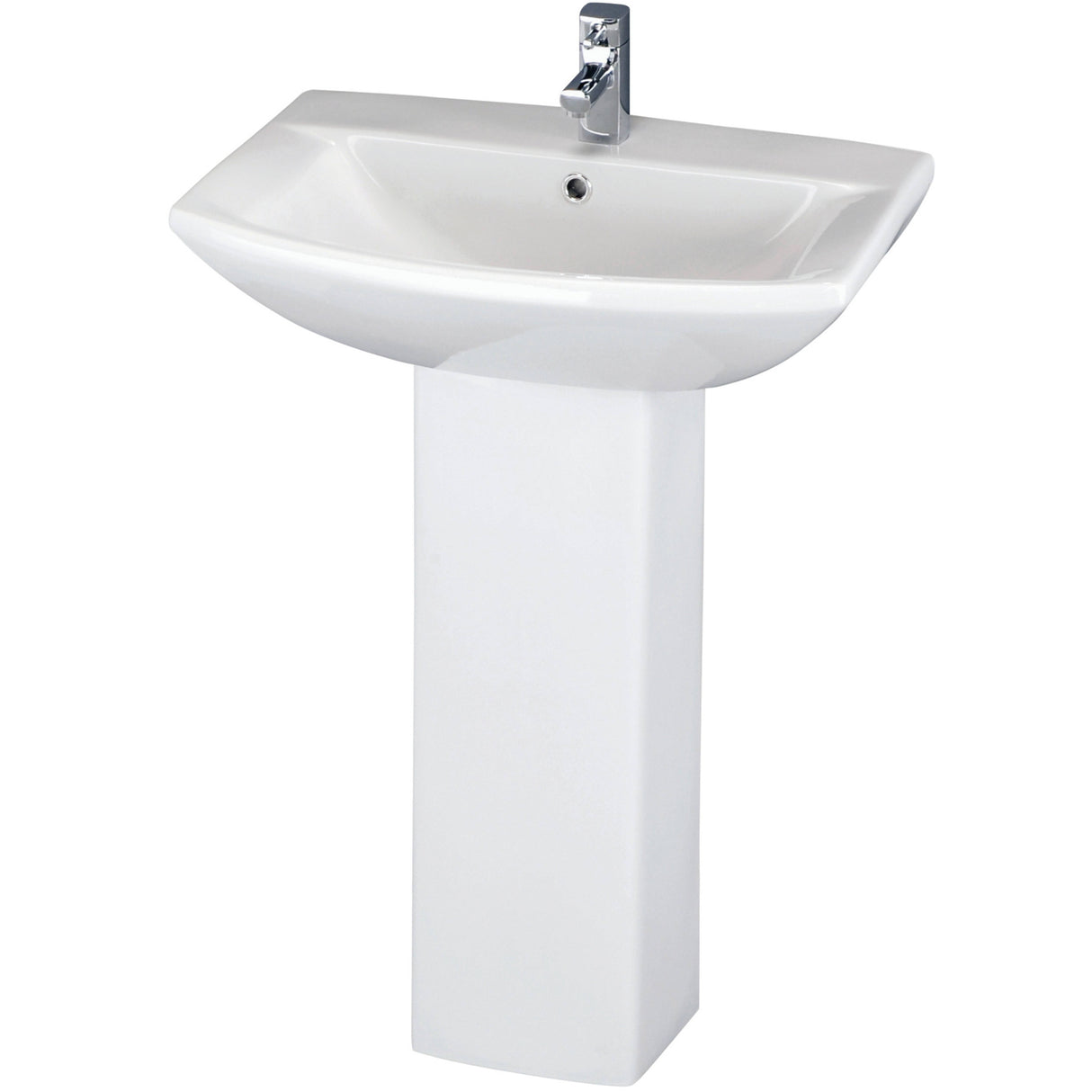 Nuie Asselby Basin & Full Pedestal 600mm wide - 1 Tap Hole CSS002