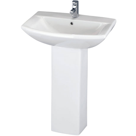 Nuie Asselby Basin & Full Pedestal 600mm wide - 1 Tap Hole CSS002