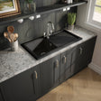 Nuie 1.0 Bowl Ceramic Inset Kitchen Sink & Drainer Soft Black Reversible 1010mm x 525mm CT41T1010 LS