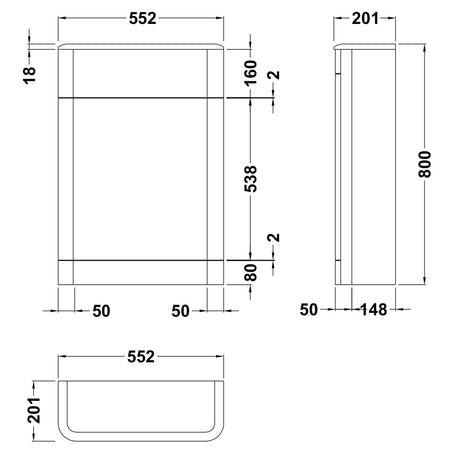 Hudson Reed Solar WC Unit W550mm Pure White CUR141 LD