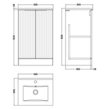 Hudson Reed Fluted 500mm Freestanding Vanity Unit & Basin, 2 Door Satin White DFF123B LD