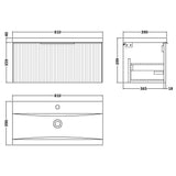 Hudson Reed Fluted 800mm Wall Hung Vanity Unit & Basin, 1 Drawer Soft Black DFF1496A LD