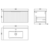Hudson Reed Fluted 800mm Wall Hung Vanity Unit & Basin, 1 Drawer Soft Black DFF1496B LD