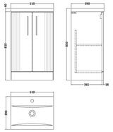 Nuie Deco 500mm Freestanding 2 Door Vanity Unit & Basin Soft Black DPF1423A LD
