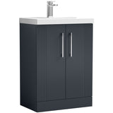 Nuie Deco 600mm Freestanding 2 Door Vanity Unit & Basin Soft Black DPF1425D