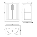 Nuie Deco 600mm Freestanding 2 Door Vanity Unit & Basin Soft Black DPF1425G LD