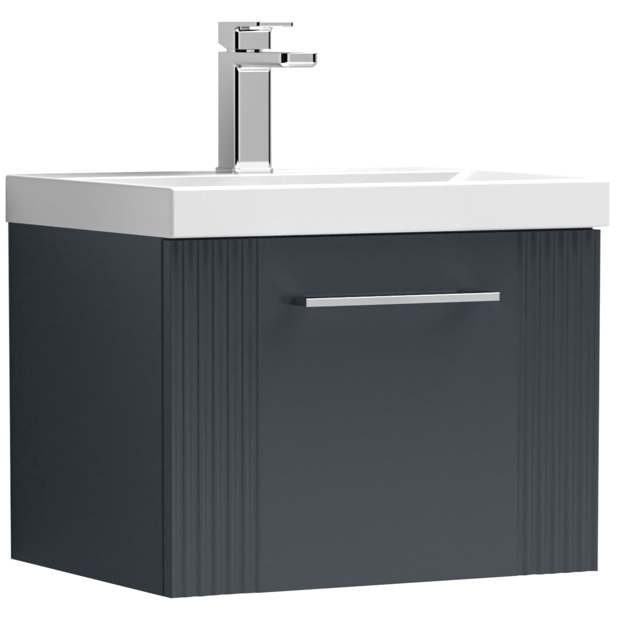Nuie Deco 500mm Wall Hung 1 Drawer Vanity Unit & Basin Soft Black DPF1491A
