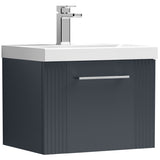 Nuie Deco 500mm Wall Hung 1 Drawer Vanity Unit & Basin Soft Black DPF1491A