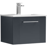 Nuie Deco 500mm Wall Hung 1 Drawer Vanity Unit & Basin Soft Black DPF1491B
