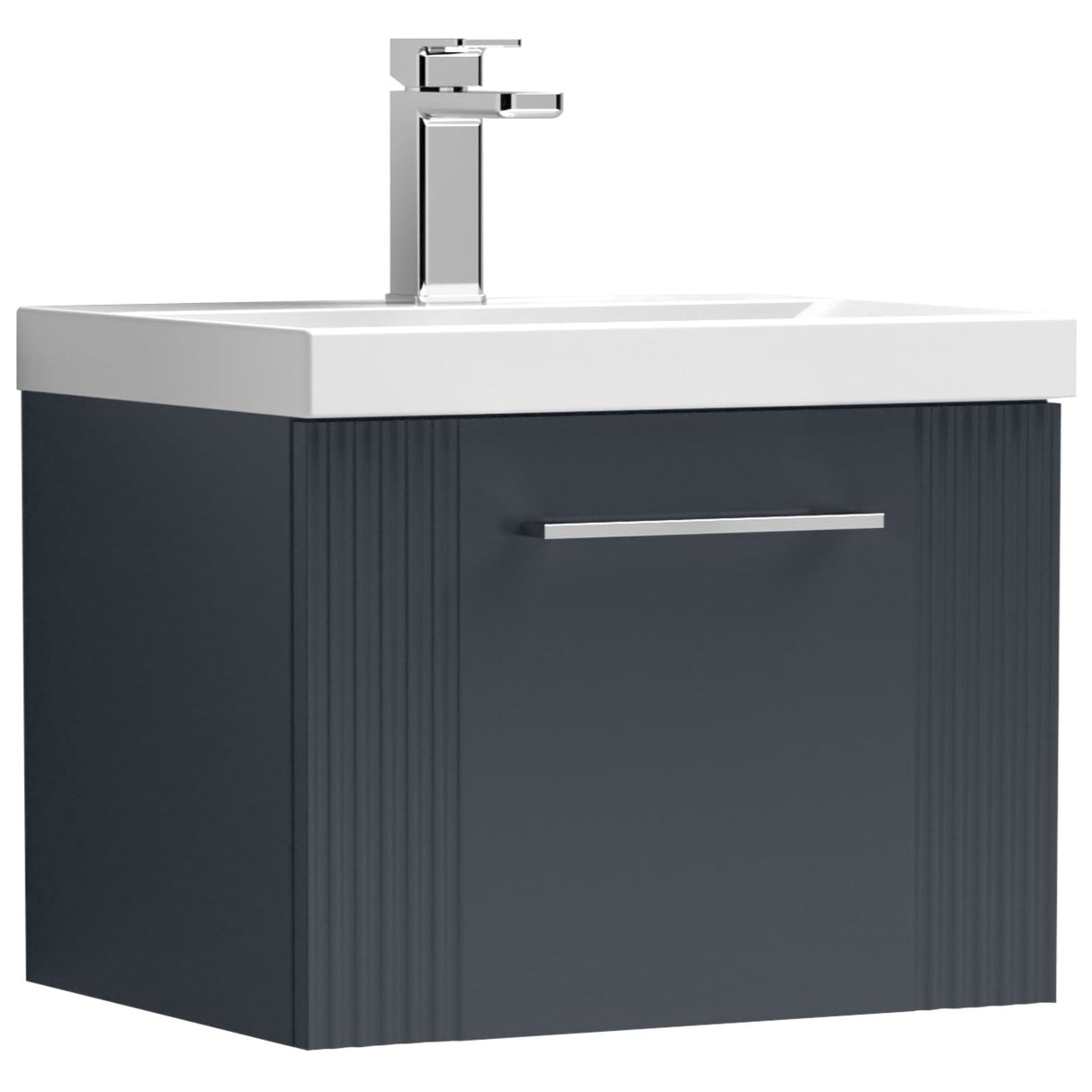 Nuie Deco 500mm Wall Hung 1 Drawer Vanity Unit & Basin Soft Black DPF1491D