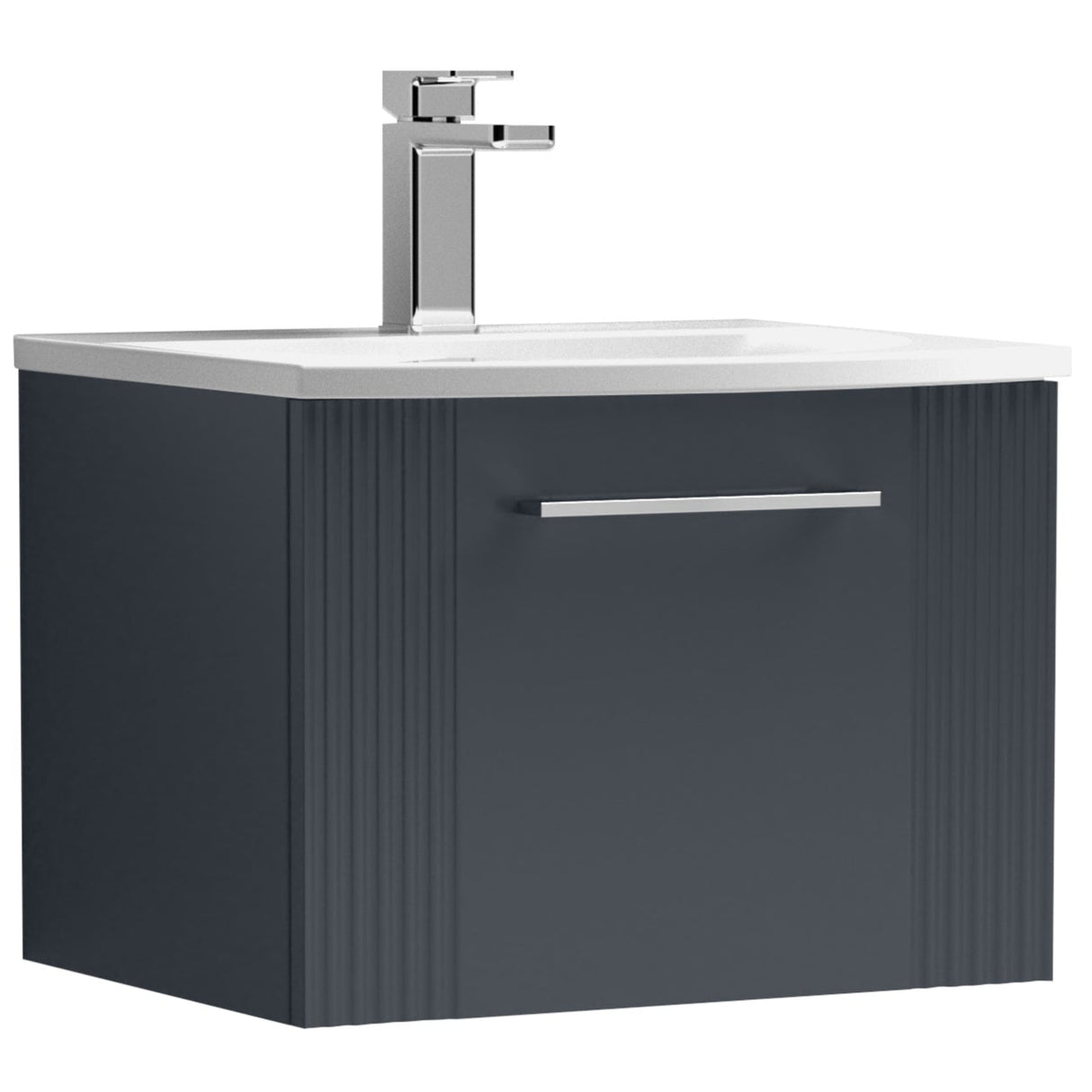 Nuie Deco 500mm Wall Hung 1 Drawer Vanity Unit & Basin Soft Black DPF1491G
