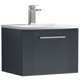 Nuie Deco 500mm Wall Hung 1 Drawer Vanity Unit & Basin Soft Black DPF1491G