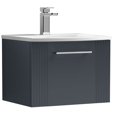 Nuie Deco 500mm Wall Hung 1 Drawer Vanity Unit & Basin Soft Black DPF1491G