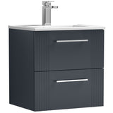 Nuie Deco 500mm Wall Hung 2 Drawer Vanity Unit & Basin Soft Black DPF1492B
