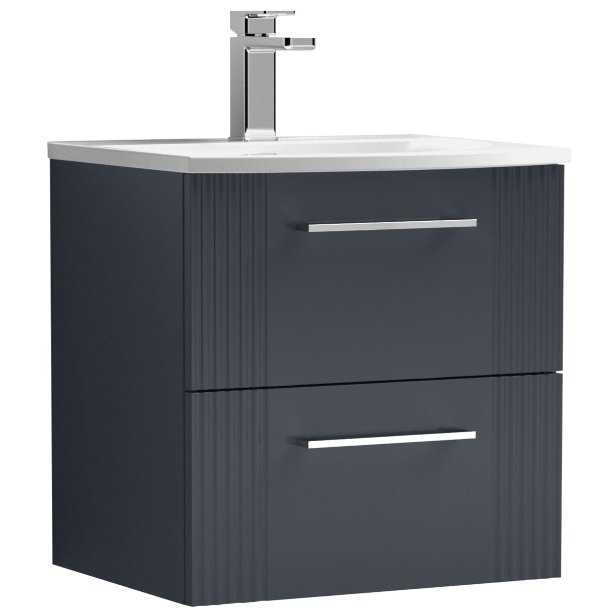Nuie Deco 500mm Wall Hung 2 Drawer Vanity Unit & Basin Soft Black DPF1492G