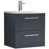 Nuie Deco 500mm Wall Hung 2 Drawer Vanity Unit & Basin Soft Black DPF1492G