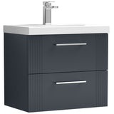 Nuie Deco 600mm Wall Hung 2 Drawer Vanity Unit & Basin Soft Black DPF1493A