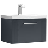 Nuie Deco 600mm Wall Hung 1 Drawer Vanity Unit & Basin Soft Black DPF1494A