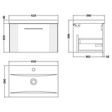Nuie Deco 600mm Wall Hung 1 Drawer Vanity Unit & Basin Soft Black DPF1494A LD