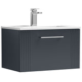 Nuie Deco 600mm Wall Hung 1 Drawer Vanity Unit & Basin Soft Black DPF1494B