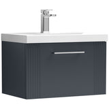Nuie Deco 600mm Wall Hung 1 Drawer Vanity Unit & Basin Soft Black DPF1494D