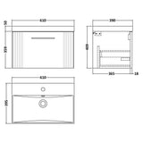 Nuie Deco 600mm Wall Hung 1 Drawer Vanity Unit & Basin Soft Black DPF1494D LD