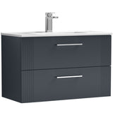 Nuie Deco 800mm Wall Hung 2 Drawer Vanity Unit & Basin Soft Black DPF1495B