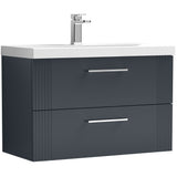 Nuie Deco 800mm Wall Hung 2 Drawer Vanity Unit & Basin Soft Black DPF1495D