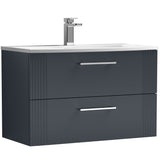 Nuie Deco 800mm Wall Hung 2 Drawer Vanity Unit & Basin Soft Black DPF1495G