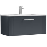 Nuie Deco 800mm Wall Hung 1 Drawer Vanity Unit & Basin Soft Black DPF1496B