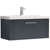 Nuie Deco 800mm Wall Hung 1 Drawer Vanity Unit & Basin Soft Black DPF1496D