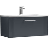 Nuie Deco 800mm Wall Hung 1 Drawer Vanity Unit & Basin Soft Black DPF1496G