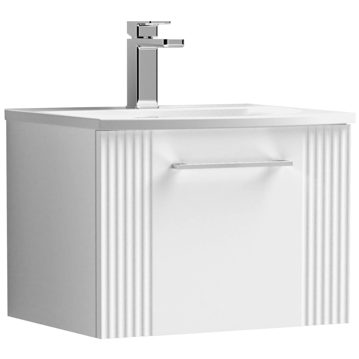 Nuie Deco 500mm Wall Hung 1 Drawer Vanity Unit & Basin Satin White DPF191G