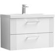 Nuie Deco 800mm Wall Hung 2 Drawer Vanity Unit & Basin Satin White DPF195A