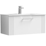 Nuie Deco 800mm Wall Hung 1 Drawer Vanity Unit & Basin Satin White DPF196B