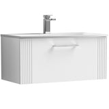 Nuie Deco 800mm Wall Hung 1 Drawer Vanity Unit & Basin Satin White DPF196G
