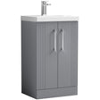 Nuie Deco 500mm Freestanding 2 Door Vanity Unit & Basin Satin Grey DPF223A