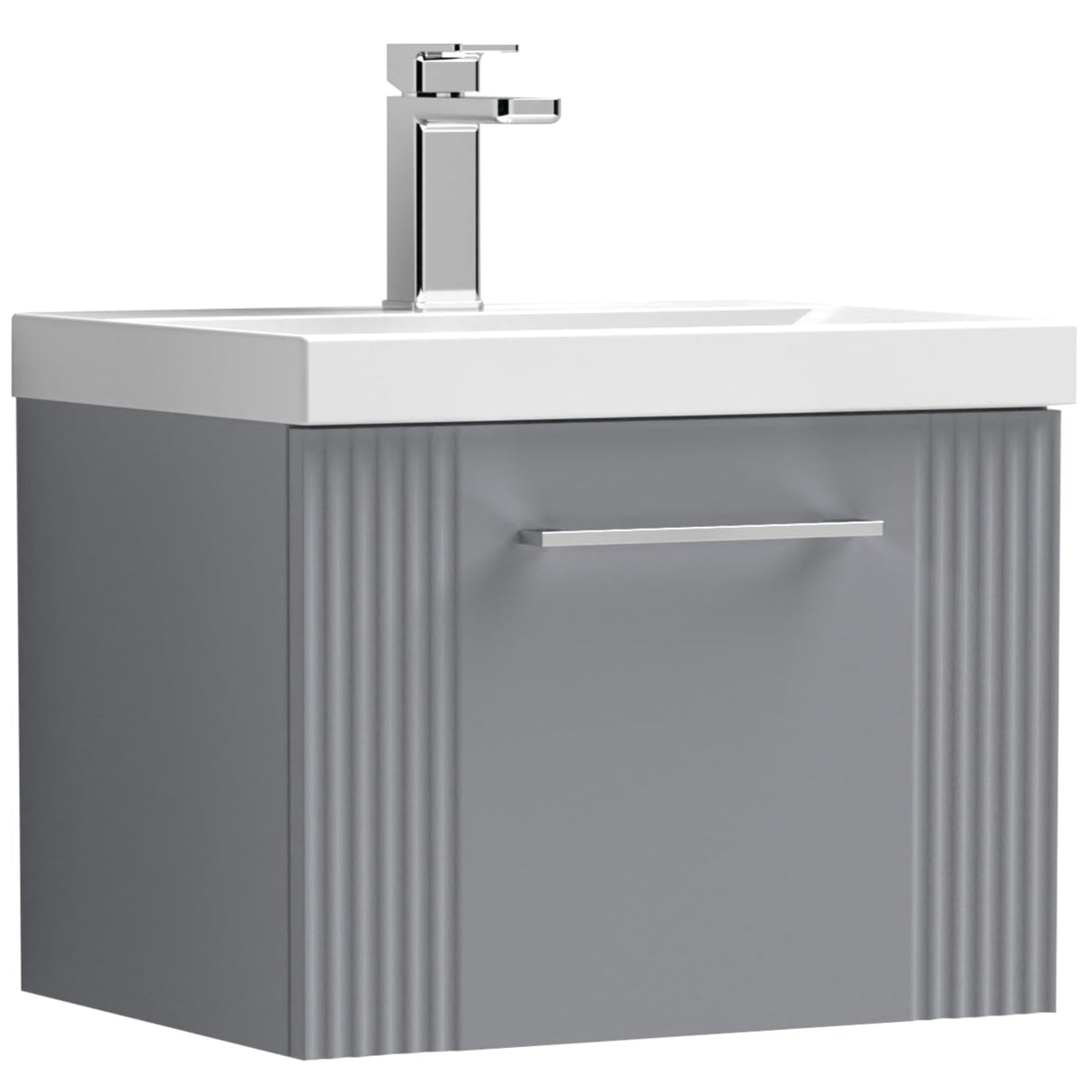 Nuie Deco 500mm Wall Hung 1 Drawer Vanity Unit & Basin Satin Grey DPF291A