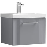 Nuie Deco 500mm Wall Hung 1 Drawer Vanity Unit & Basin Satin Grey DPF291A