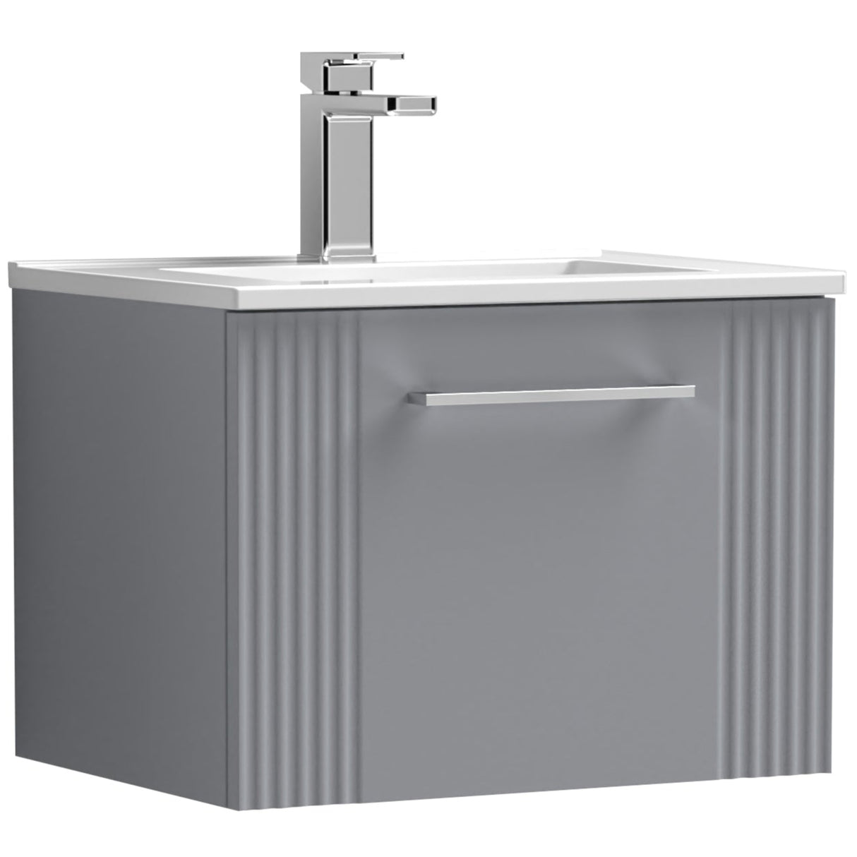 Nuie Deco 500mm Wall Hung 1 Drawer Vanity Unit & Basin Satin Grey DPF291B