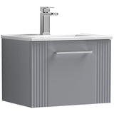 Nuie Deco 500mm Wall Hung 1 Drawer Vanity Unit & Basin Satin Grey DPF291B