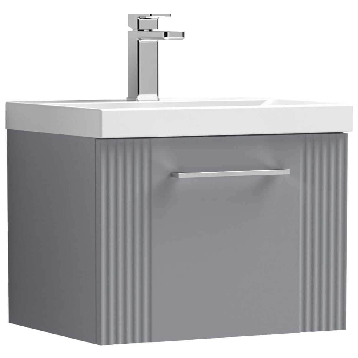 Nuie Deco 500mm Wall Hung 1 Drawer Vanity Unit & Basin Satin Grey DPF291D