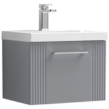 Nuie Deco 500mm Wall Hung 1 Drawer Vanity Unit & Basin Satin Grey DPF291D