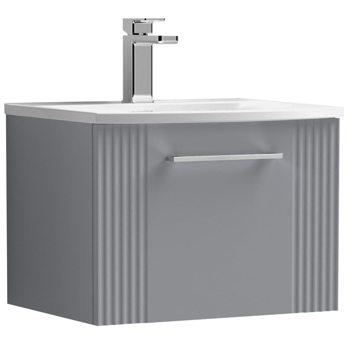 Nuie Deco 500mm Wall Hung 1 Drawer Vanity Unit & Basin Satin Grey DPF291G
