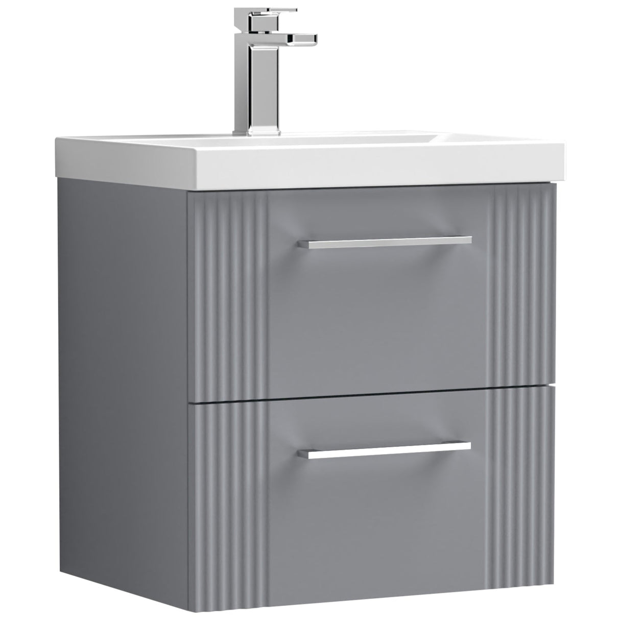 Nuie Deco 500mm Wall Hung 2 Drawer Vanity Unit & Basin Satin Grey DPF292A
