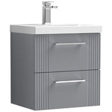 Nuie Deco 500mm Wall Hung 2 Drawer Vanity Unit & Basin Satin Grey DPF292A
