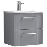 Nuie Deco 500mm Wall Hung 2 Drawer Vanity Unit & Basin Satin Grey DPF292B