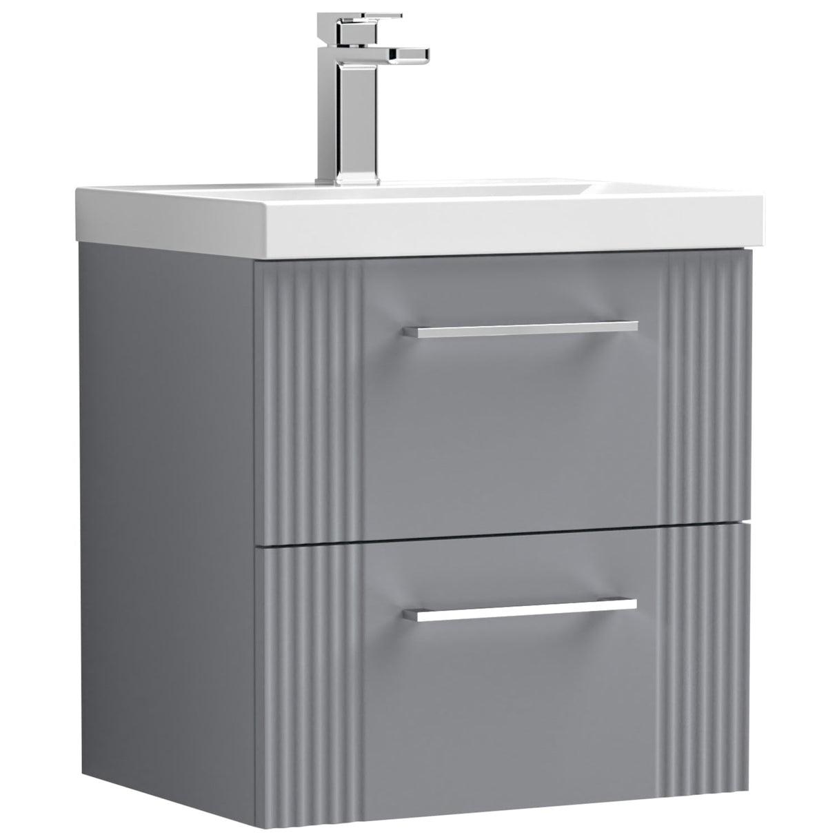 Nuie Deco 500mm Wall Hung 2 Drawer Vanity Unit & Basin Satin Grey DPF292D