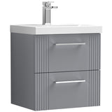 Nuie Deco 500mm Wall Hung 2 Drawer Vanity Unit & Basin Satin Grey DPF292D